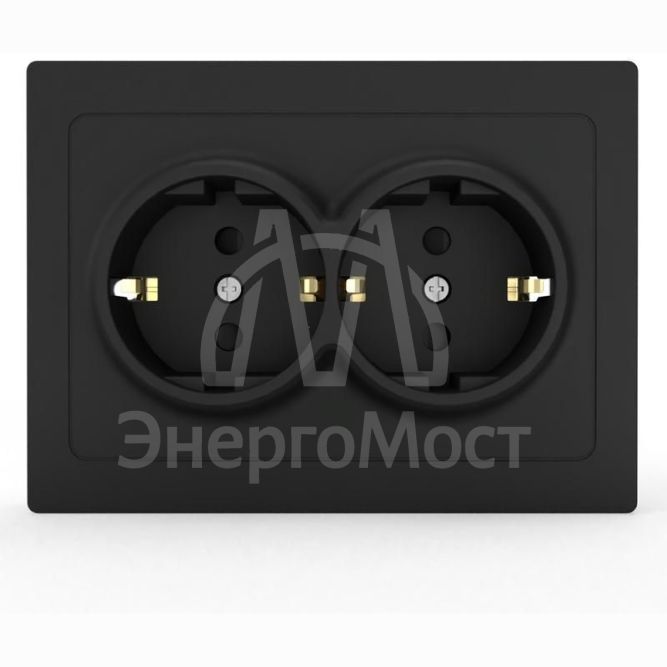 Розетка 2-м СП Pixel 16А IP20 с заземл. защ. шторки в сборе карбон TOKOV ELECTRIC TKE-PX-R2FZSF-C14