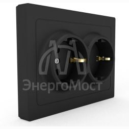 Розетка 2-м СП Pixel 16А IP20 с заземл. защ. шторки в сборе карбон TOKOV ELECTRIC TKE-PX-R2FZSF-C14