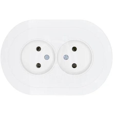 Розетка 2-м СП OSEN без заземл. ПБТ круглая бел. LEZARD 744-0200-128B