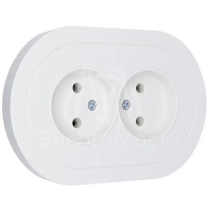 Розетка 2-м СП OSEN без заземл. ПБТ круглая бел. LEZARD 744-0200-128B