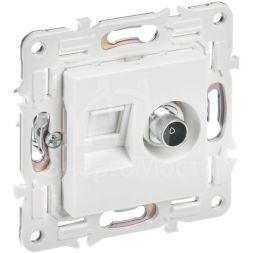 Розетка двойная TV+RJ45 кат.5E SKANDY SK-A14W арктич. бел. IEK SK-AK20-1-K01