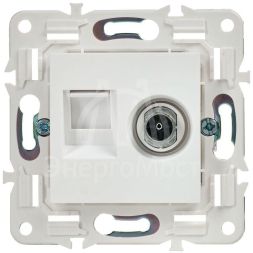 Розетка двойная TV+RJ45 кат.5E SKANDY SK-A14W арктич. бел. IEK SK-AK20-1-K01