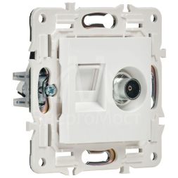 Розетка двойная TV+RJ45 кат.5E SKANDY SK-A14W арктич. бел. IEK SK-AK20-1-K01