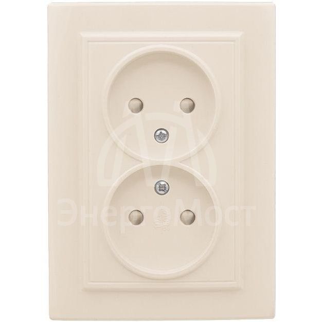 Розетка 2-м СП Минск 10А IP20 без заземл. защ. шторки беж. EKF ERR10-102-200