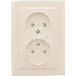 Розетка 2-м СП Минск 10А IP20 без заземл. защ. шторки беж. EKF ERR10-102-200