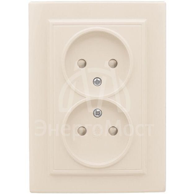 Розетка 2-м СП Минск 10А IP20 без заземл. защ. шторки беж. EKF ERR10-102-200