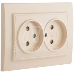 Розетка 2-м СП Минск 10А IP20 без заземл. защ. шторки беж. EKF ERR10-102-200