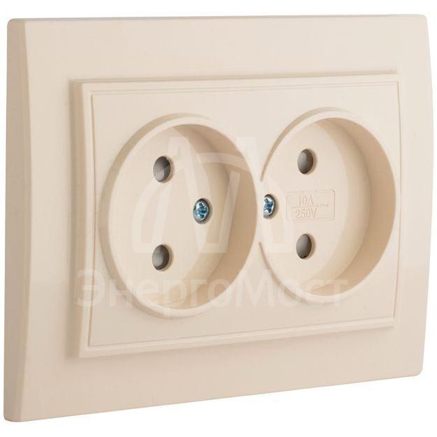 Розетка 2-м СП Минск 10А IP20 без заземл. защ. шторки беж. EKF ERR10-102-200
