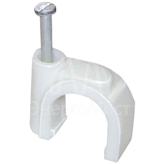 Скоба крепежная круглая 5мм пластик. (уп.100шт) IEK USK11-05-100