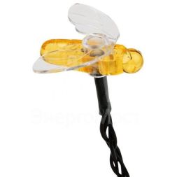 Светильник светодиодный Каскад Янтарные Пчелы 10м IP65 садовый с выносной солнечн. панелью 2м и аккумулятором тепл. бел. Lamper 602-252