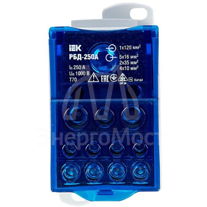 Блок распределительный на DIN-рейку РБД-250А IEK RBD-250