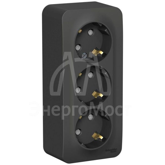 Розетка 3-м ОП BLANCA 16А 250В защ. шторки с заземл. изол. пласт. антрацит SchE BLNRA011316