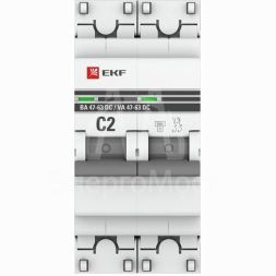 Выключатель автоматический модульный 2п C 2А 6кА ВА 47-63 DC PROxima EKF mcb4763-DC-2-02C-pro