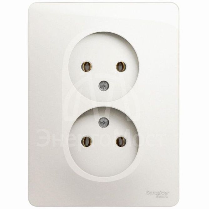 Розетка 2-м СП Glossa 16А IP20 без заземл. в сборе перламутр SchE GSL000620
