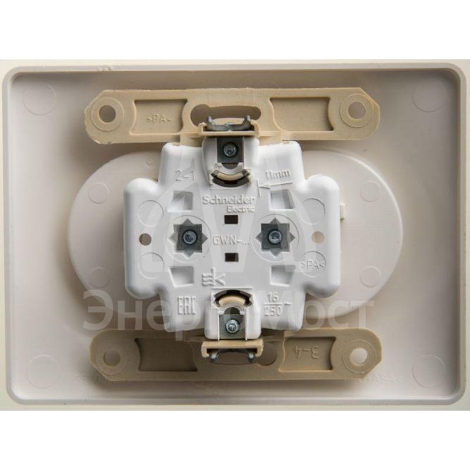 Розетка 2-м СП Glossa 16А IP20 без заземл. в сборе перламутр SchE GSL000620