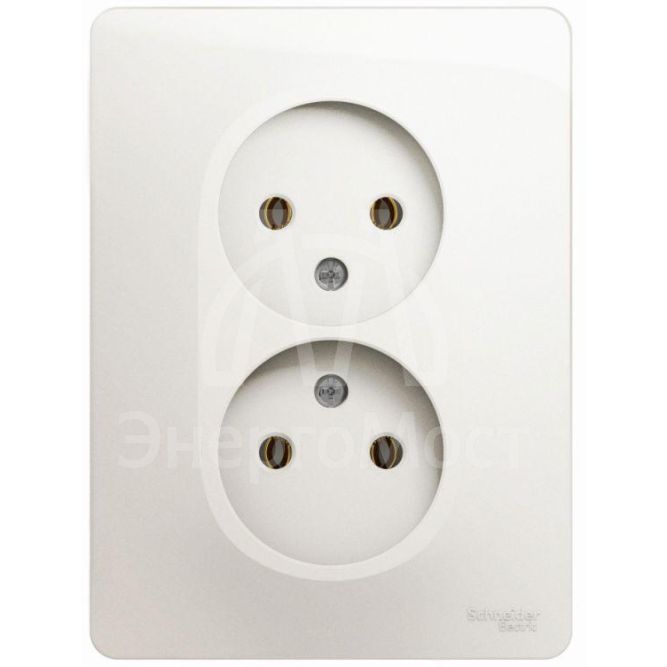 Розетка 2-м СП Glossa 16А IP20 без заземл. в сборе перламутр SchE GSL000620