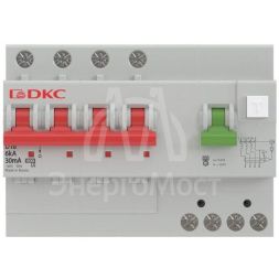 Выключатель автоматический дифференциального тока с защитой от сверхтоков YON MDV63-42C10-A 4п 30мА DKC MDV63-42C10-A
