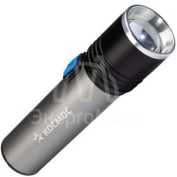 Фонарь ручной аккум. 3ВтLED линза зум Li-ion18650 1200мА.ч анодир алюминий USB-шнур КОСМОС KOS111Lit