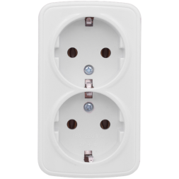 Розетка 2-м ОП Минск 16А IP20 с заземл. бел. Basic EKF EGR16-128-10