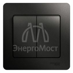 Выключатель 2-кл. СП Glossa 10А IP20 (сх. 5) 10AX в сборе антрацит SchE GSL000752