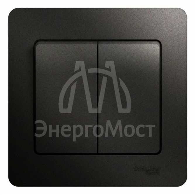 Выключатель 2-кл. СП Glossa 10А IP20 (сх. 5) 10AX в сборе антрацит SchE GSL000752