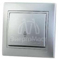 Выключатель проходной 1-кл. СП Мира 10А IP20 со вставкой сер. метал. LEZARD 701-1010-105