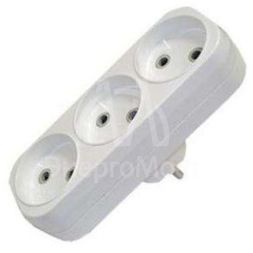 Разветвитель 3 гнезда без заземл. плоский 10А UNIVersal А203