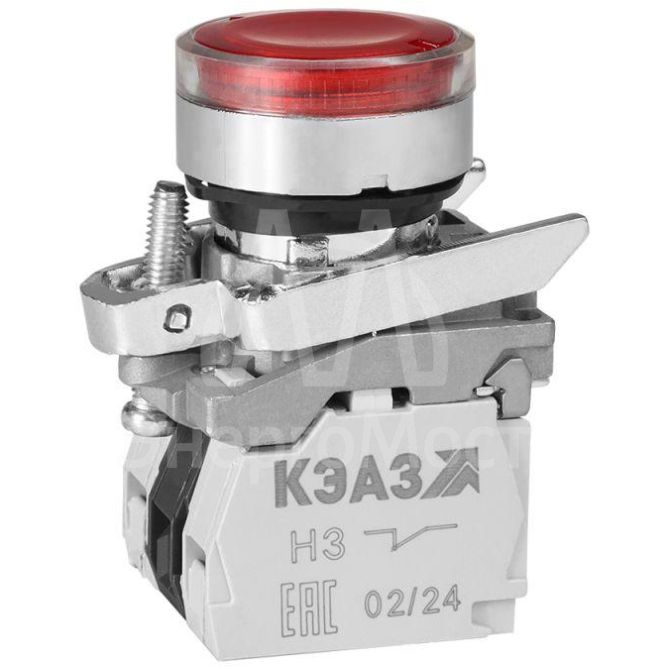 Кнопка КМЕ 4610мЛС 220В 1но+0нз цилиндр индикатор IP65 красн. КЭАЗ 248260