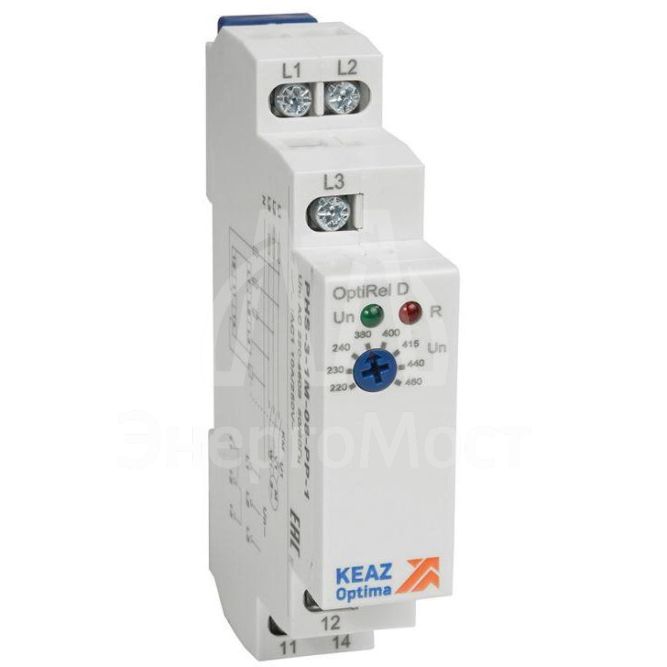 Реле контроля фаз OptiRel D PHS-3-1M-08-PP-2 без настр повышенного/пониженного асимметрии 3Ф 2СО КЭАЗ 332001