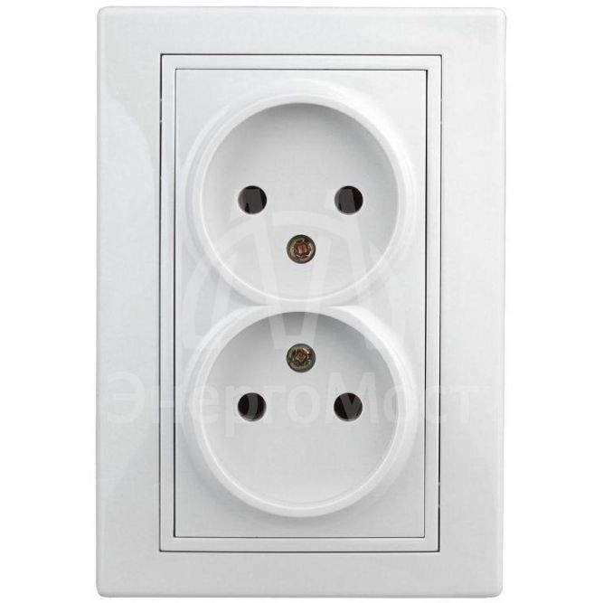 Розетка 2-м СП Plano 1-204-01 16А IP20 250В 2х2P бел. Intro Б0053904