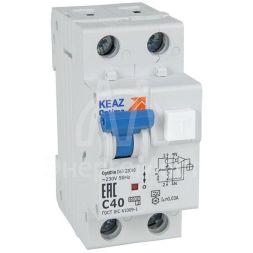 Выключатель автоматический дифференциального тока 2п C 16А 30мА тип A 6кА OptiDin D63-22C16-A УЗ КЭАЗ 333142