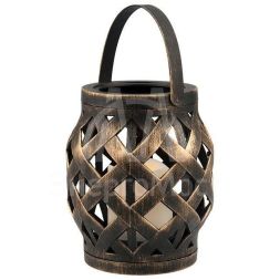 Фонарь декоративный со свечкой плетеный корпус бронза 14х14х16.5см тепл. бел. NEON-NIGHT 513-055