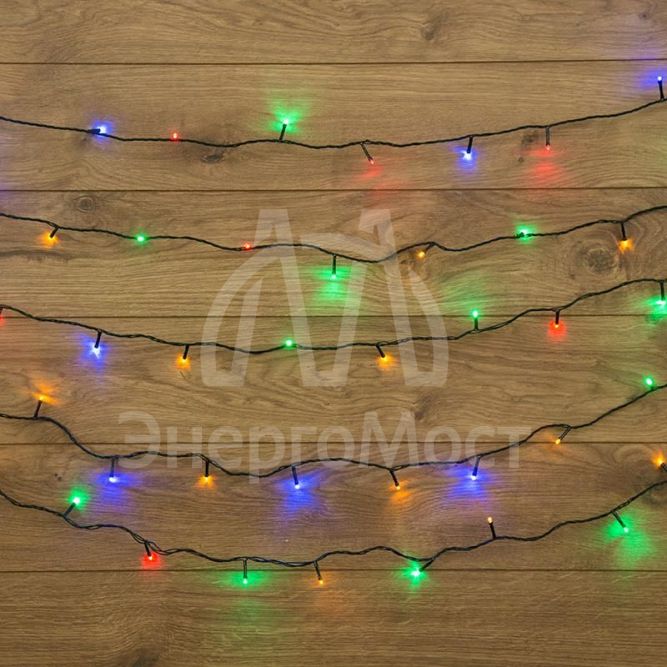 Гирлянда &amp;quot;ТВИНКЛ ЛАЙТ LED&amp;quot; (с контроллером 8 режимов) 10м 80LED 7Вт 220В IP20 мульти. NEON-NIGHT 303-049