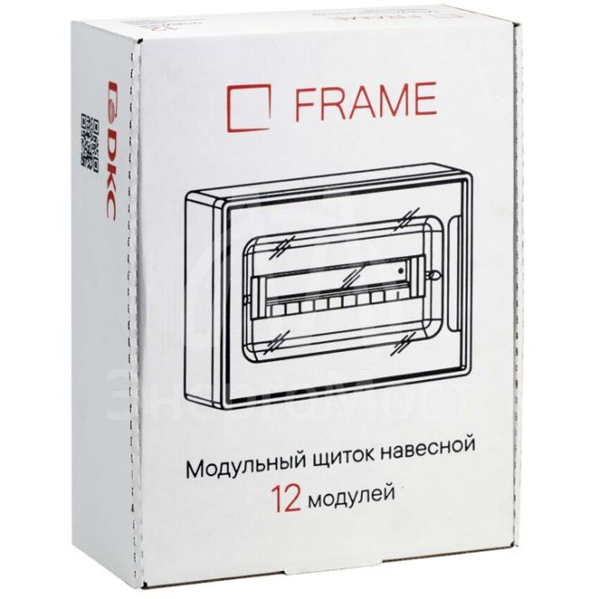Щиток настенный 12мод. FRAME с тонированной дверцей с 2 шин PEN на 8+6 отверст. бел. DKC F12W1WD