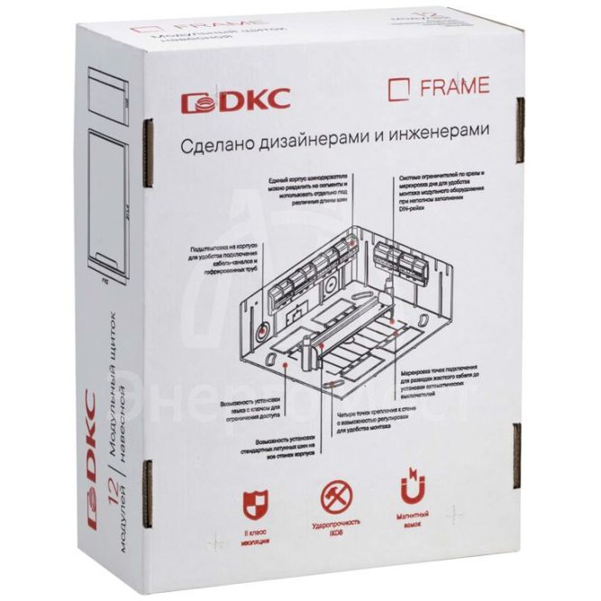 Щиток настенный 12мод. FRAME с тонированной дверцей с 2 шин PEN на 8+6 отверст. бел. DKC F12W1WD