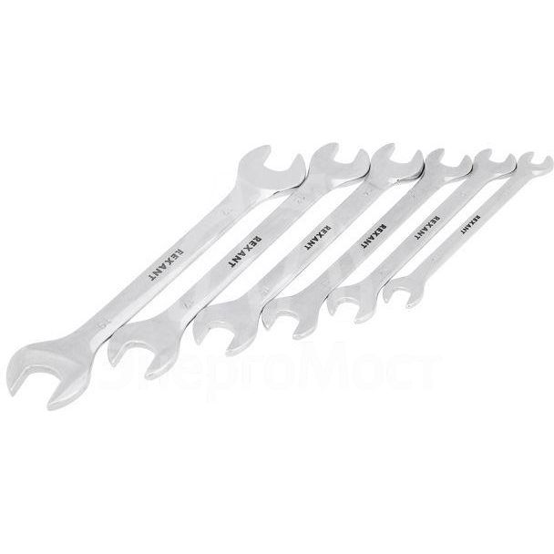 Набор ключей рожковых 8-19мм 6 предметов CrV зерк. хром. Rexant 12-5843