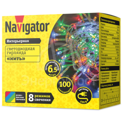 Гирлянда 80 667 NGF-S01-100RGBY-5-6.5m-230-C8-TR-IP20 Navigator 80667