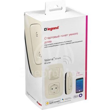 Пакет умный стартовый Valena Allure (шлюз WiFi+розетка умн. 2К+З 16А 230В+главн. беспроводн. выкл. &amp;quot;Я дома/Я вне дома&amp;quot;) сл. кость Netatmo 752696