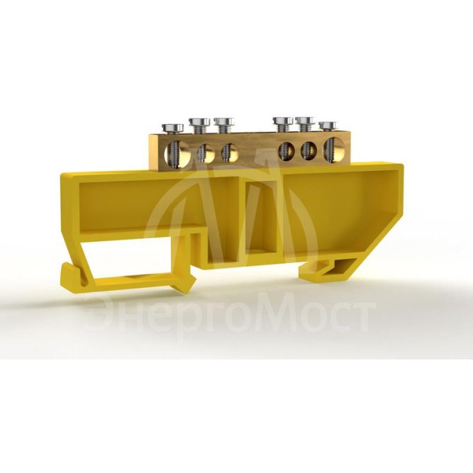 Шина PE &amp;quot;земля&amp;quot; на DIN-изоляторе 6х9мм 6 отвер. латунь TOKOV ELECTRIC TKE-BCB-69-6-DIN/PE