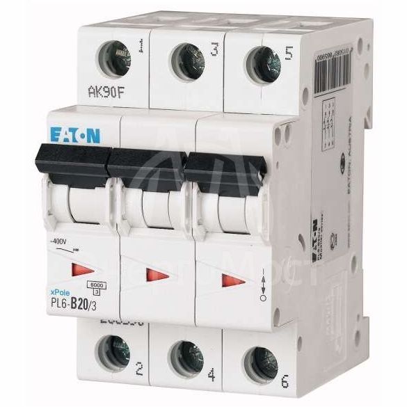 Выключатель автоматический модульный 3п C 20А 6кА PL6-C20/3 EATON 286602