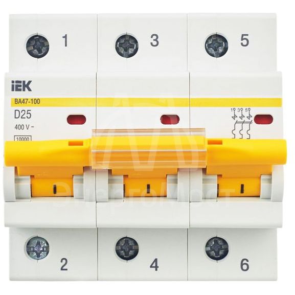 Выключатель автоматический модульный 3п D 25А 10кА ВА47-100 IEK MVA40-3-025-D