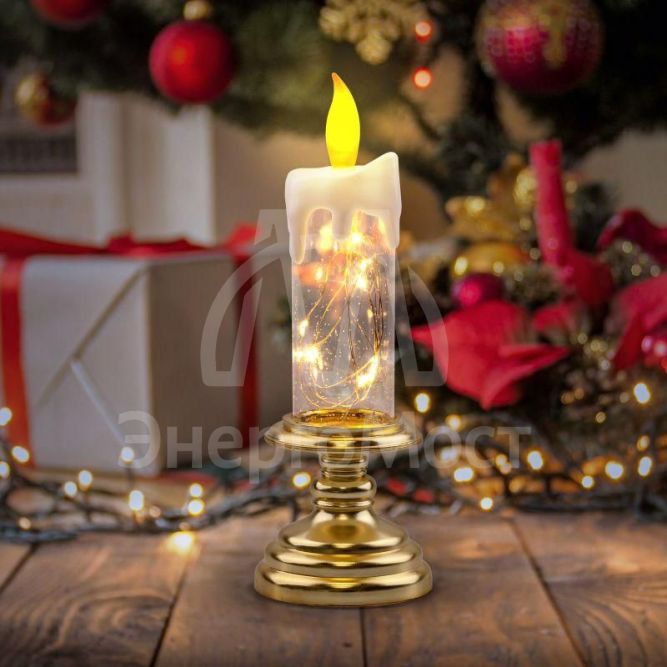 Светильник декоративный новогодний &amp;quot;Свеча&amp;quot; EGNDS-03 тепл. бел. 10 LED h=20см 2хААА IP20 Эра Б0051934