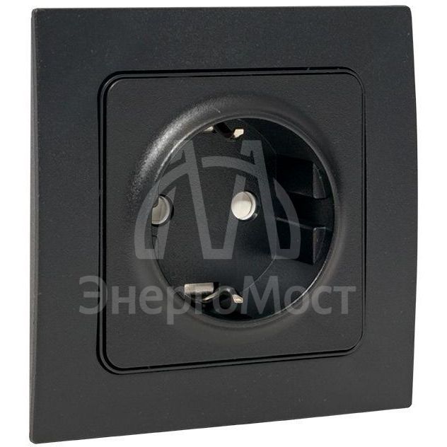 Розетка 1-м СП Стокгольм 16А с заземл. защ. шторки винт. клеммы механизм черн. PROxima EKF EZR16-028-20