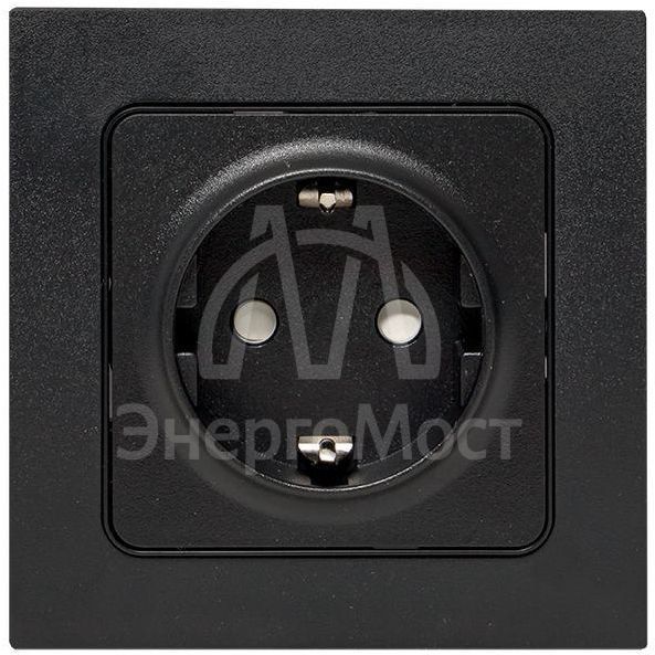 Розетка 1-м СП Стокгольм 16А с заземл. защ. шторки винт. клеммы механизм черн. PROxima EKF EZR16-028-20