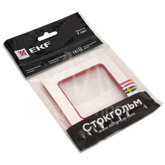 Рамка 1-м Стокгольм бел. с линией цвета красн. PROxima EKF EXM-G-304-20