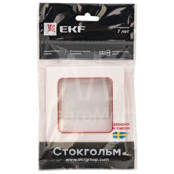Рамка 1-м Стокгольм бел. с линией цвета красн. PROxima EKF EXM-G-304-20