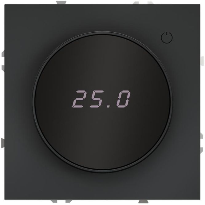 Терморегулятор электронный S70 с индикацией и датчиком для теплого пола механизм графит Voltum VLS070107