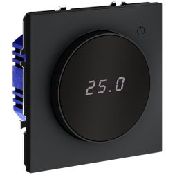 Терморегулятор электронный S70 с индикацией и датчиком для теплого пола механизм графит Voltum VLS070107