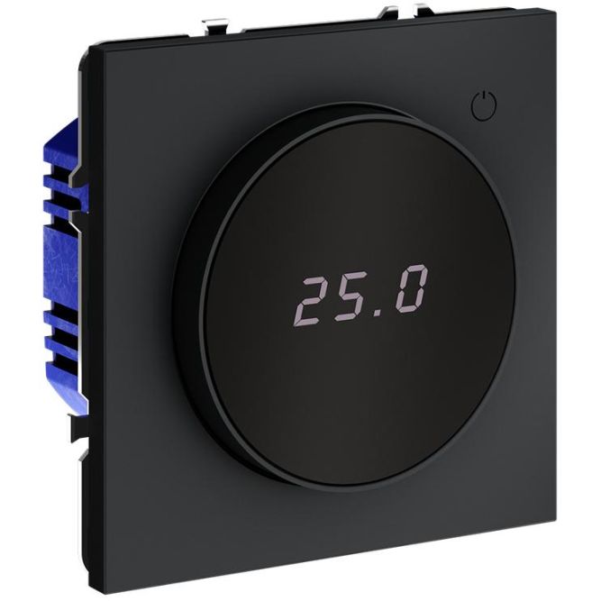 Терморегулятор электронный S70 с индикацией и датчиком для теплого пола механизм графит Voltum VLS070107