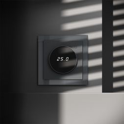 Терморегулятор электронный S70 с индикацией и датчиком для теплого пола механизм графит Voltum VLS070107